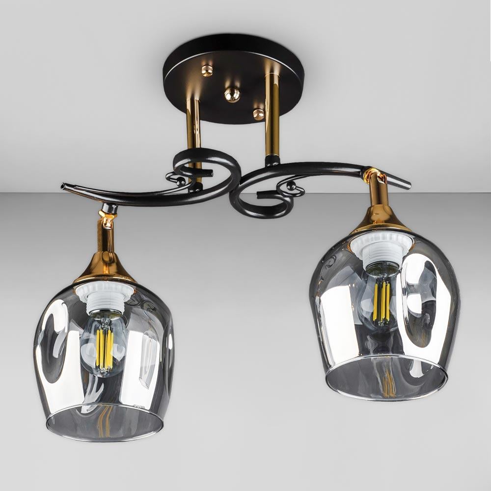 Люстра потолочная Light House DL-18660/2 Черный/Золотой/Дымчатый