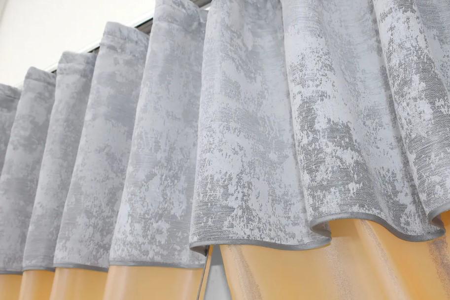 Шторки кухонные с ламбрекеном 270х170 см Персиковый/Серый (073к) - фото 5 Шторки кухонные с ламбрекеном 270х170 см Персиковый/Серый (073к) - фото 5