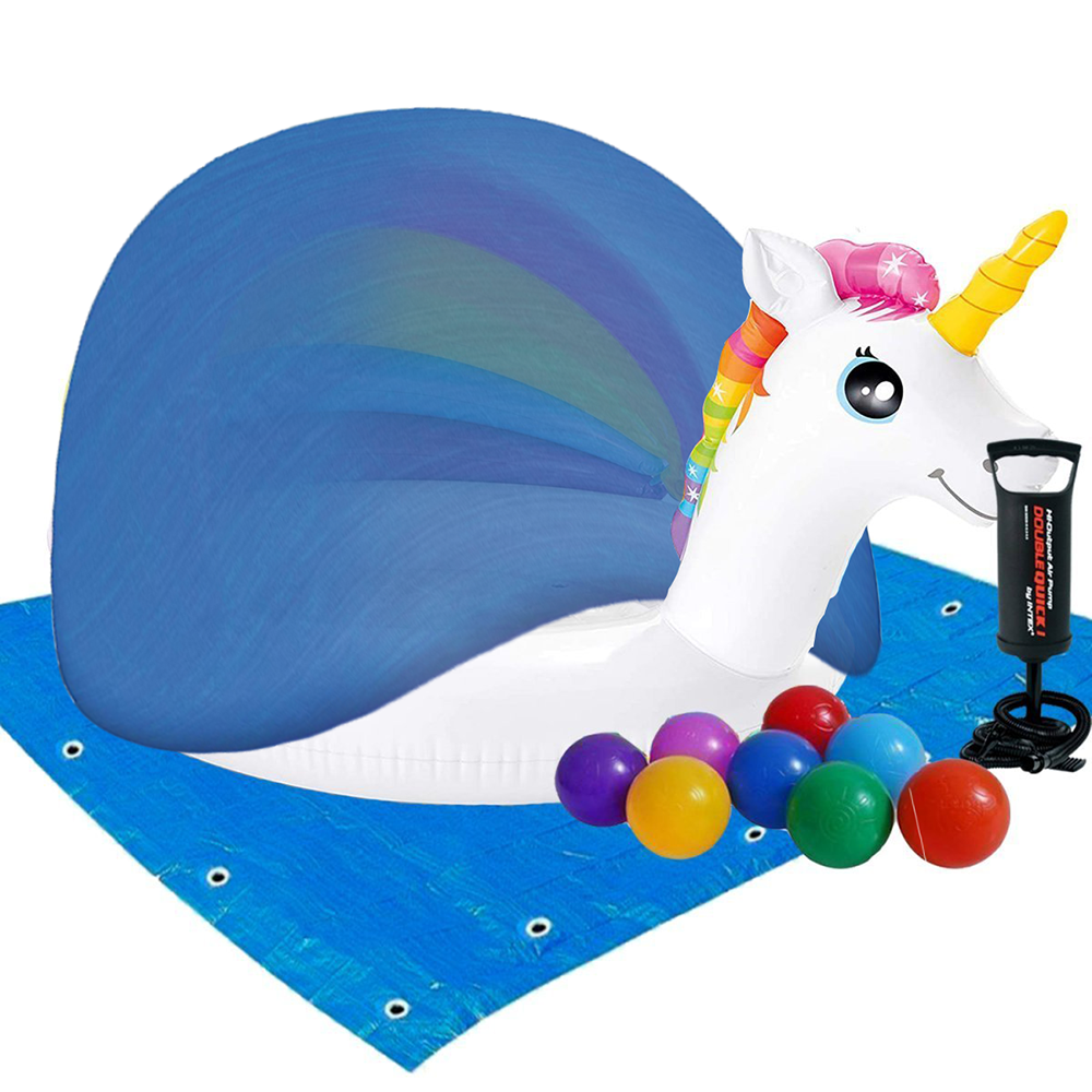 Бассейн надувной детский Intex Единорог виниловый с навесом/насосом/подстилкой/тентом и шариками Белый (21-9-57113-3) Бассейн надувной детский Intex Единорог виниловый с навесом/насосом/подстилкой/тентом и шариками Белый (21-9-57113-3)