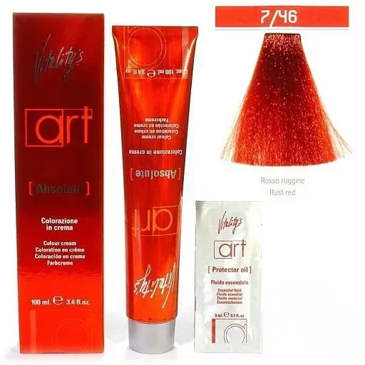 Крем-краска для волос с масляным коктейлем Vitality’s Art Absolute Hair Color Cream 7/46 Ржаво-красный 100 мл