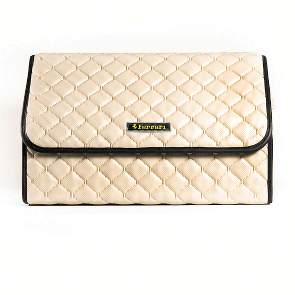 Сумка-органайзер с лого Ferrari в багажник CarsBAG Экокожа 30x50x30 см Бежевый (acb-1036-6-30х50х30-2)