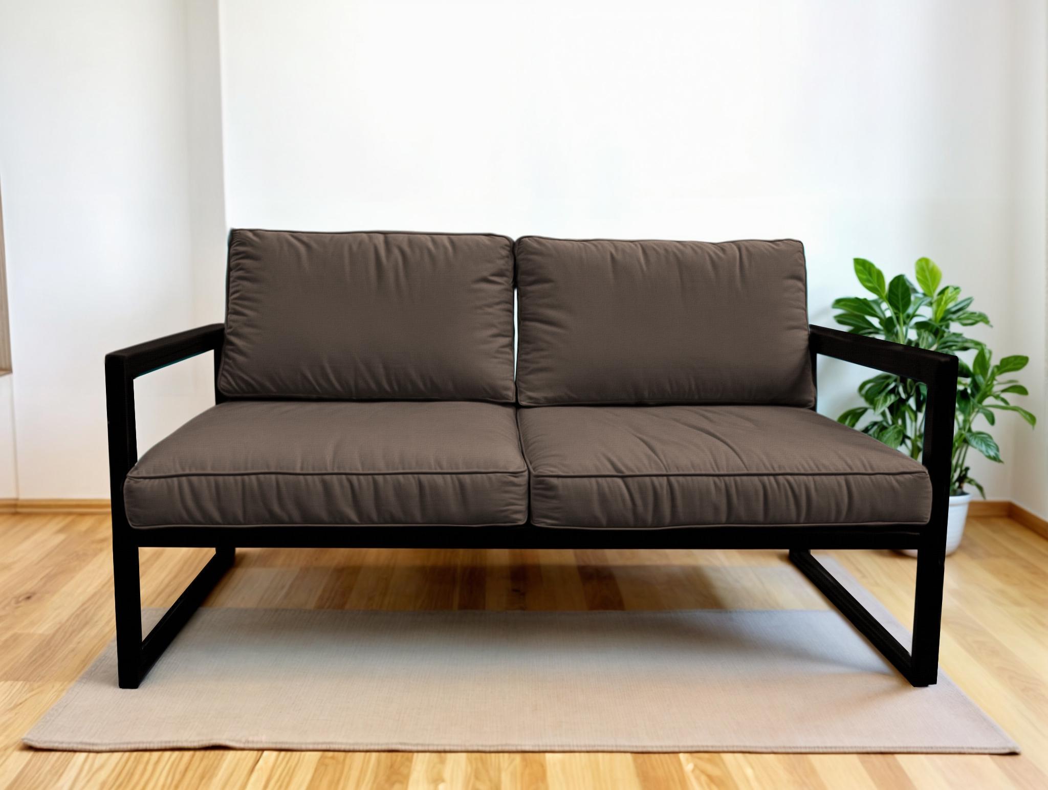 Диван металевий Tobi Sho Лофт Стейт DV1 з підлокітниками та м'якими подушками 750х1600х700 мм рогожка 08/Коричневий - фото 1 Диван металевий Tobi Sho Лофт Стейт DV1 з підлокітниками та м'якими подушками 750х1600х700 мм рогожка 08/Коричневий - фото 1