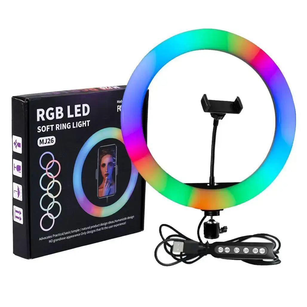 Лампа кольцевая RGB 1000LM 20W 3000K-6000K MJ-26 с регулируемой 10-уровневой яркостью d 26 см