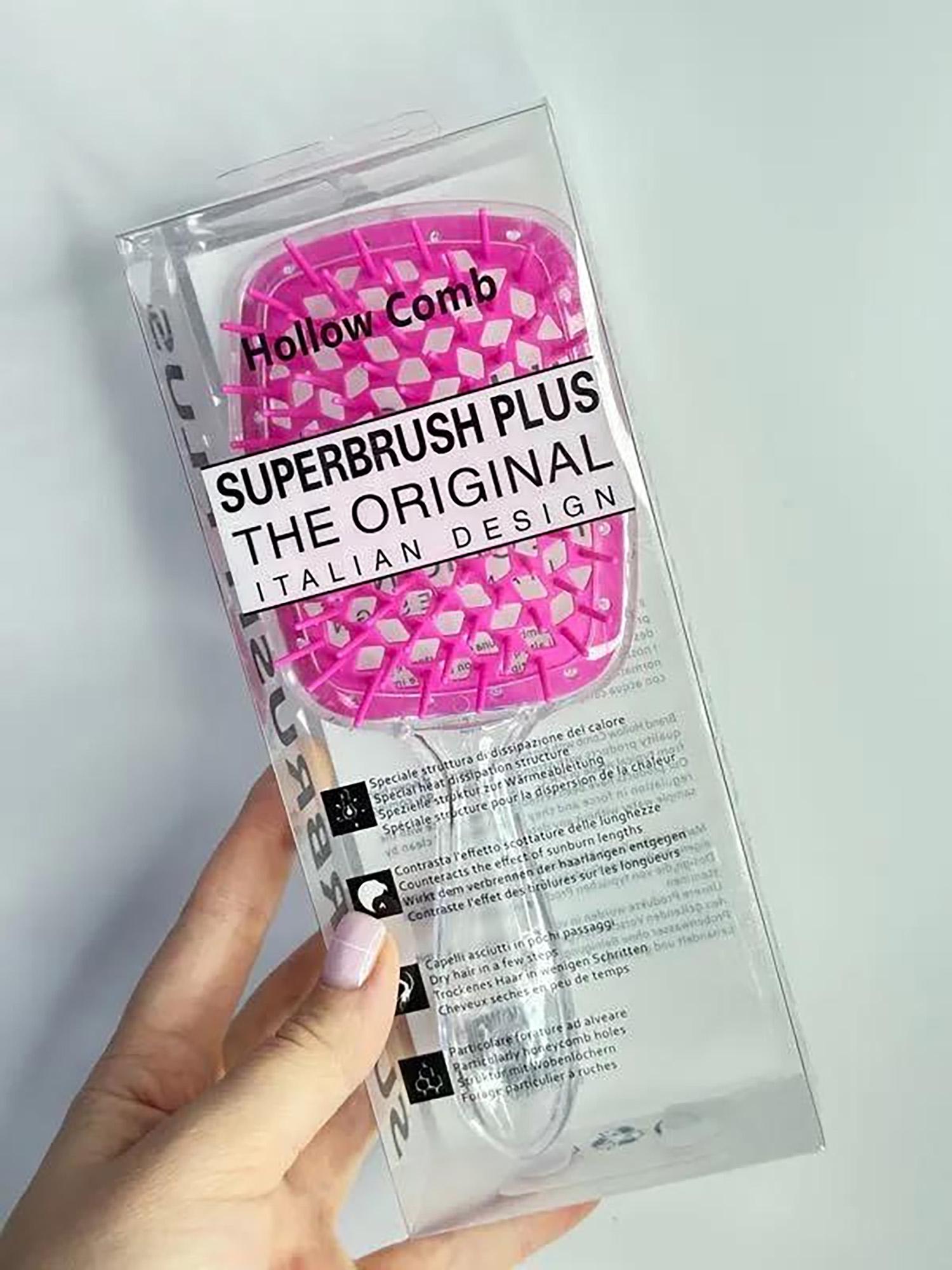 Расческа-щетка для волос Superbrush Plus Hollow Comb Прозрачно-розовый (86727) - фото 2