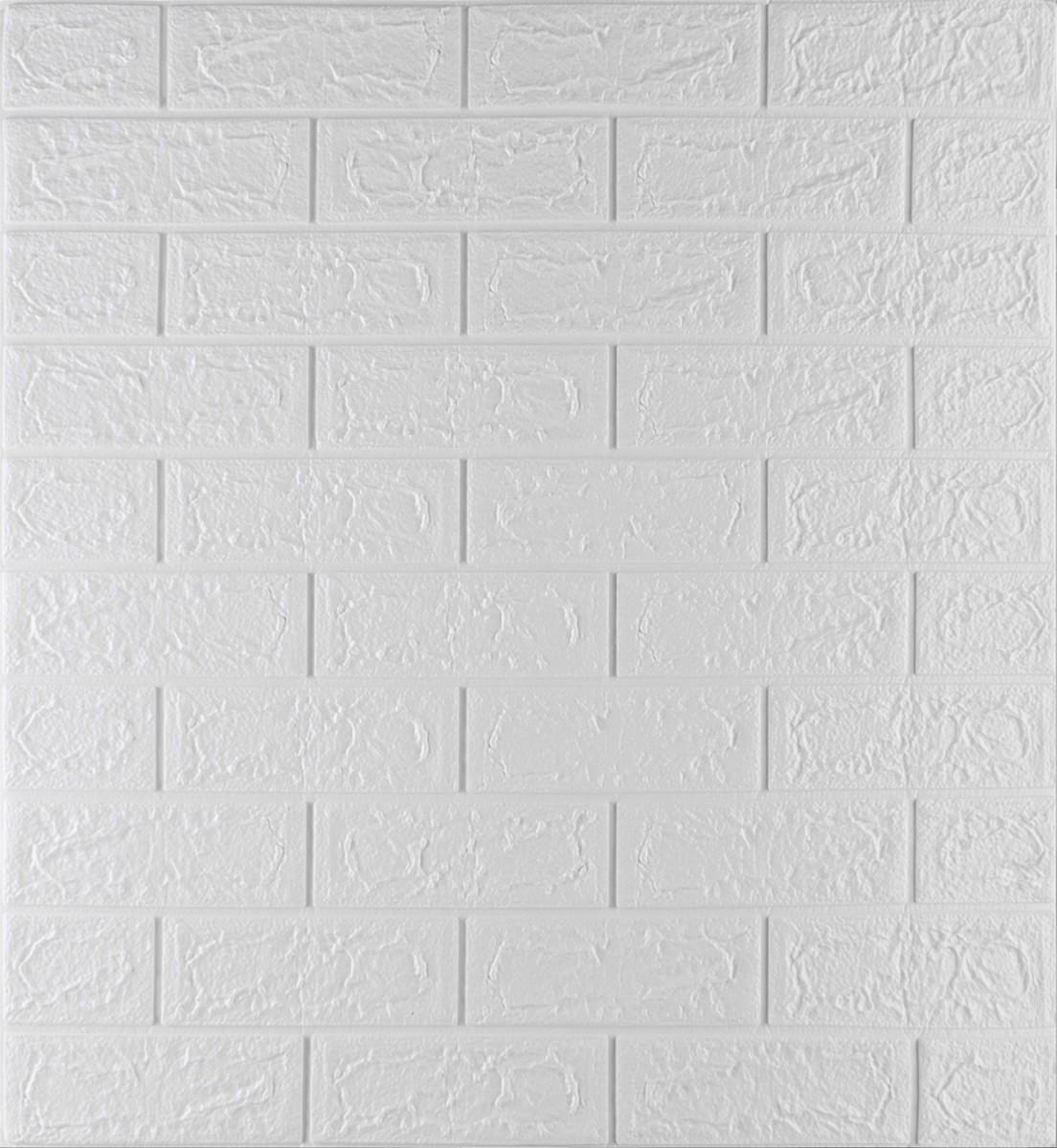 Панель самоклеящаяся декоративная 3D под кирпич 700x770x5 мм Белый (86) - фото 1