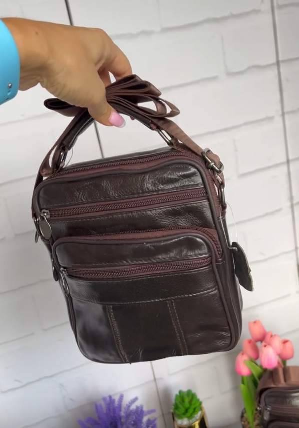 Сумка месенджер мужская кожаная через плечо из натуральной кожи 23х19х9 см Коричневый (2732414513) - фото 4 Сумка месенджер мужская кожаная через плечо из натуральной кожи 23х19х9 см Коричневый (2732414513) - фото 4