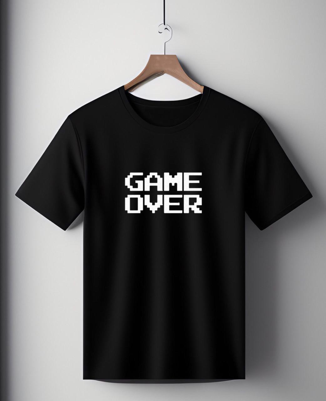 Футболка унисекс с надписью "Game over" оверсайз S Черный - фото 1