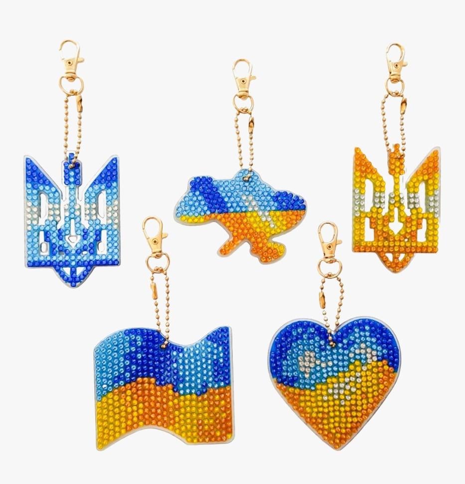 Набор брелок алмазная выкладка ColorArt Символы Украины 5 шт.