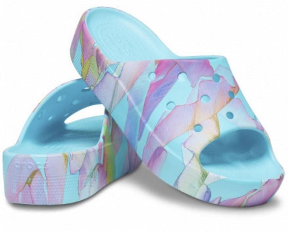 Шльопанці жіночі утеплені Crocs Classic Platform Slide Neptune р. 37-38 Блакитний (14932)