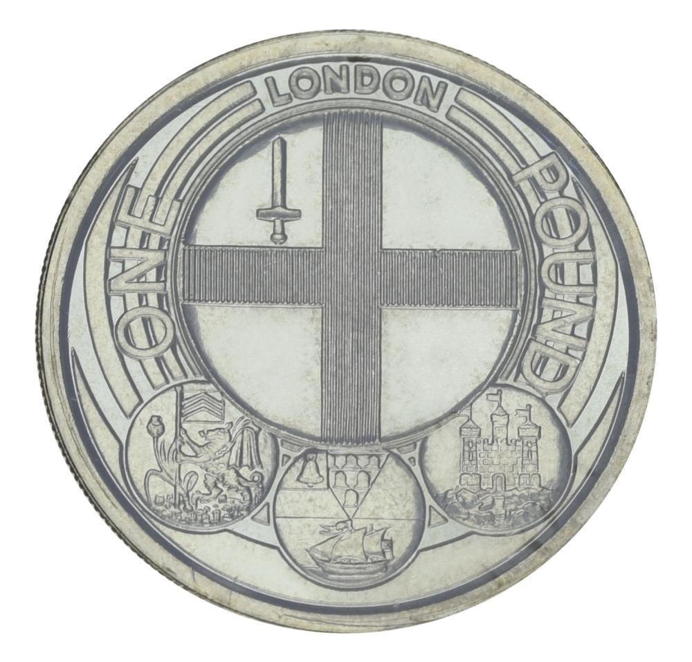 Коллекционная монета Великобритания 1 фунт 2010 UNC Лондон (М21813)