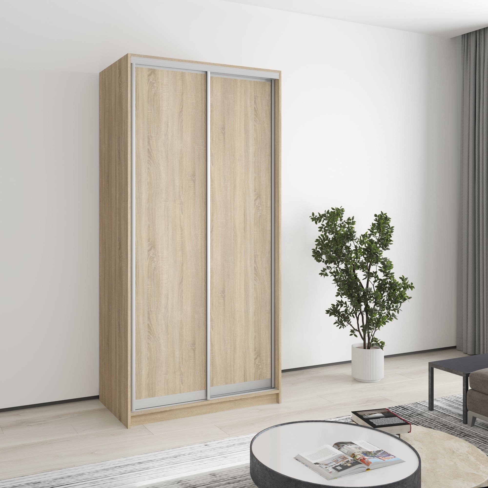 Шкаф-купе двухдверный Mebel Star Стандарт AL MBS-2261 100х45х210 см Дуб сонома (1003215)