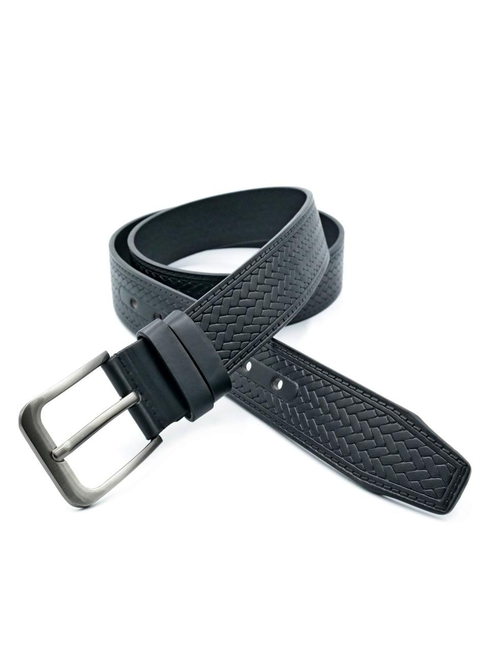 Ремень мужской Weatro из экокожи 3,8х115 см Черный (nwkz-38mm-ua-019)