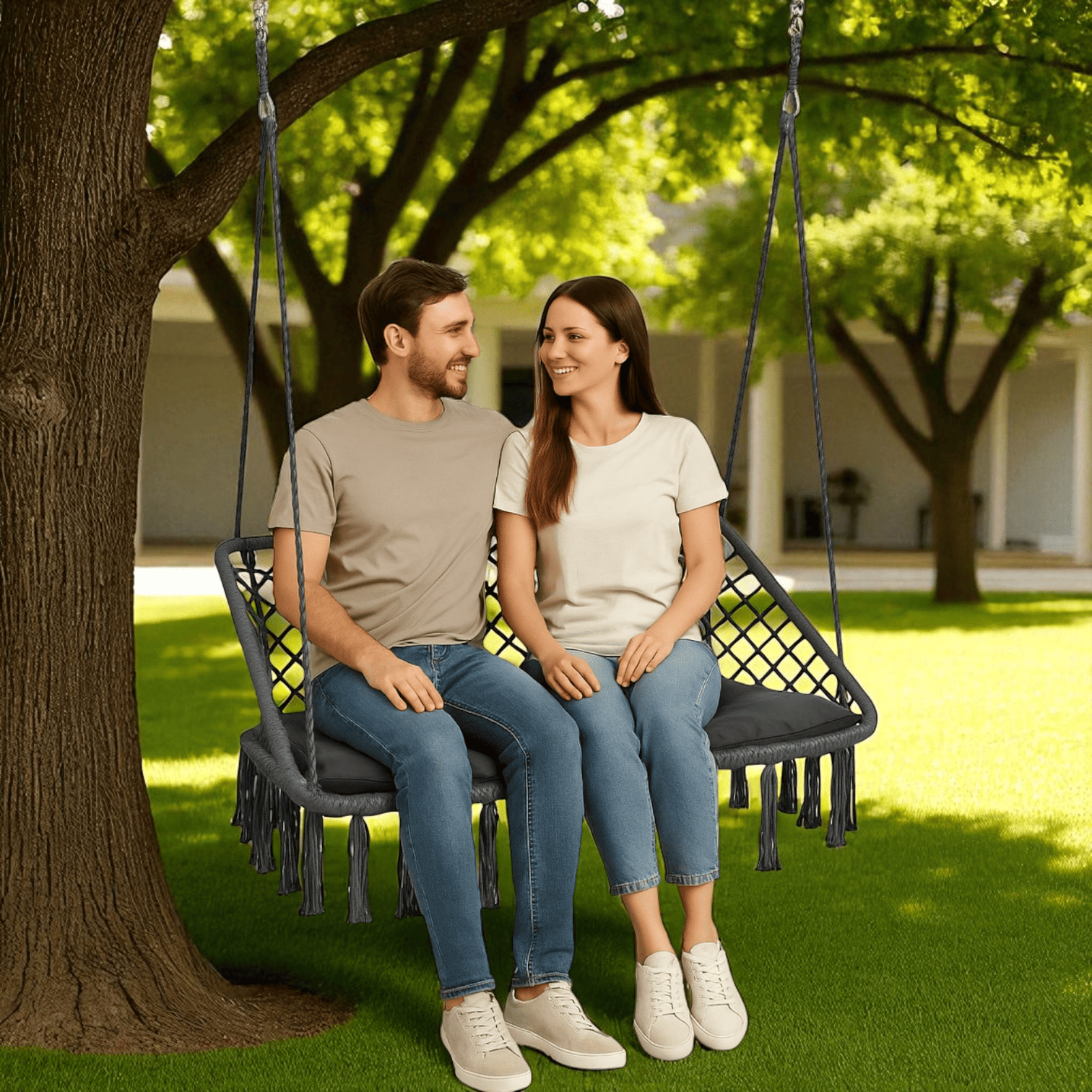 Качели WCG с подушкой двухместная 120 см Графитовый (QNSW09GR) - фото 2 Качели WCG с подушкой двухместная 120 см Графитовый (QNSW09GR) - фото 2