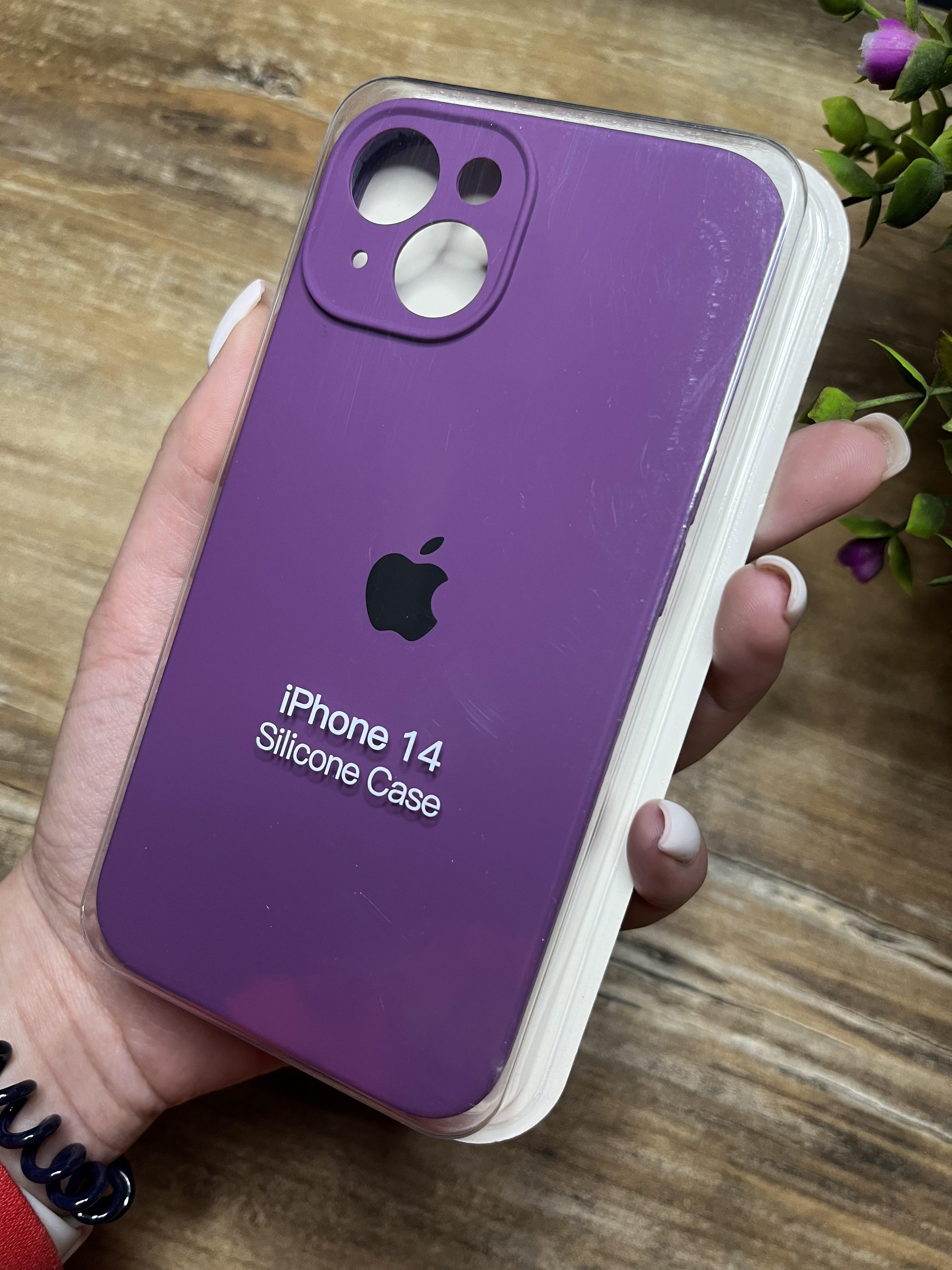 Чехол накладка на iPhone (Айфон) 14 закрытый низ и закрытая камера silicone case full camera Apple - фото 1