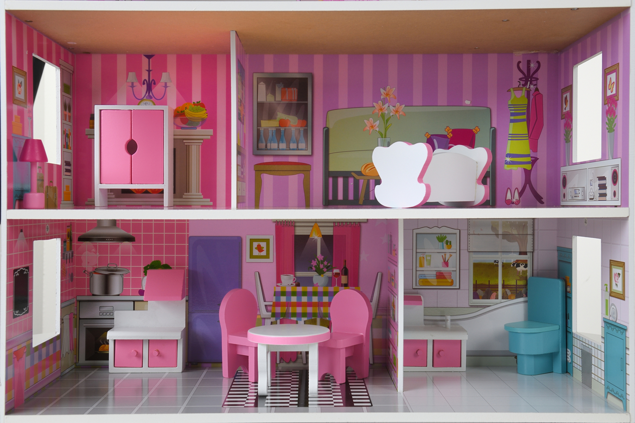 Деревянный кукольный дом с LED подсветкой (3892) - фото 9 Деревянный кукольный дом с LED подсветкой (3892) - фото 9