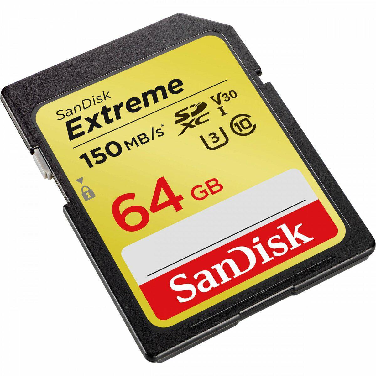 Карта памяти SanDisk Extreme 64 Gb class 10 V30 150 Mb/s