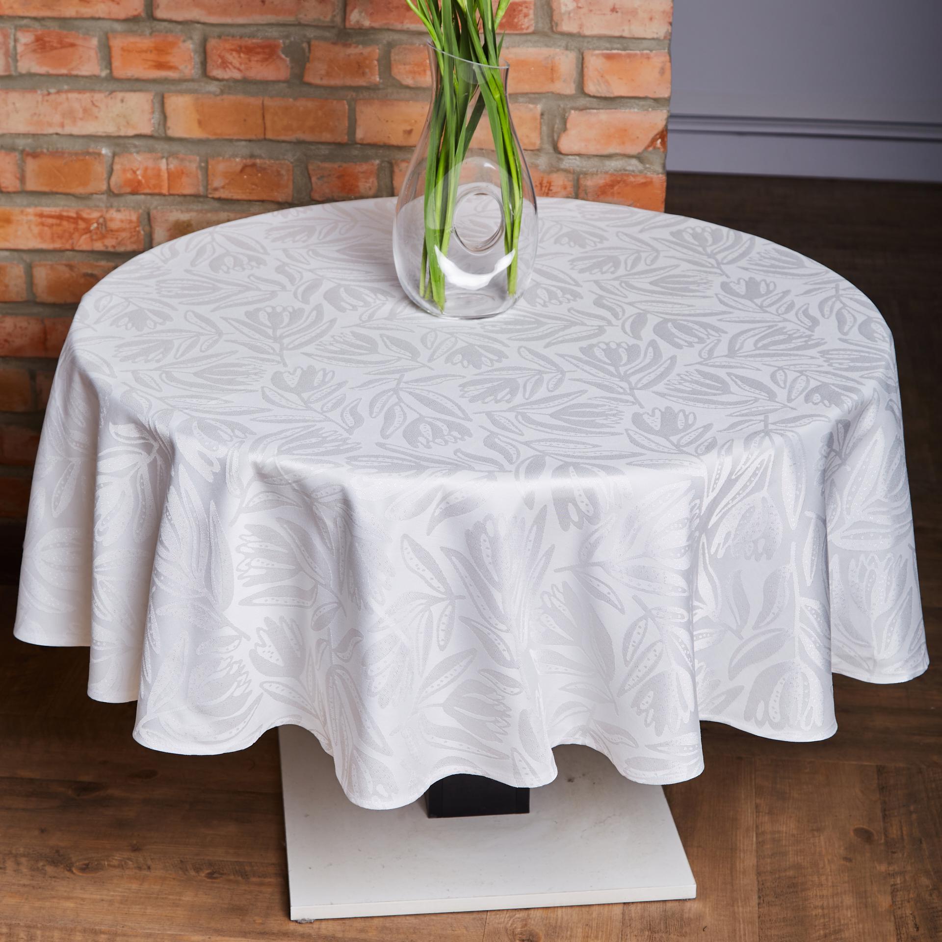 Скатертина на круглий стіл жакардова Тюльпани 1,6 м (116-23/00)