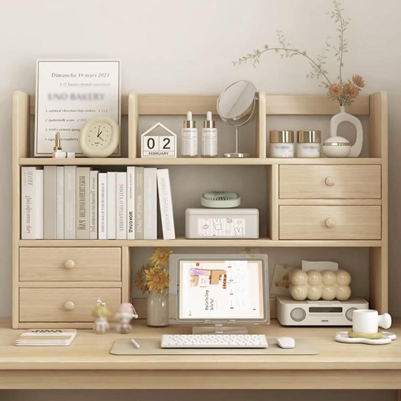 Полка-надстройка настольная из дерева Златиса бланже (АКД-015801)