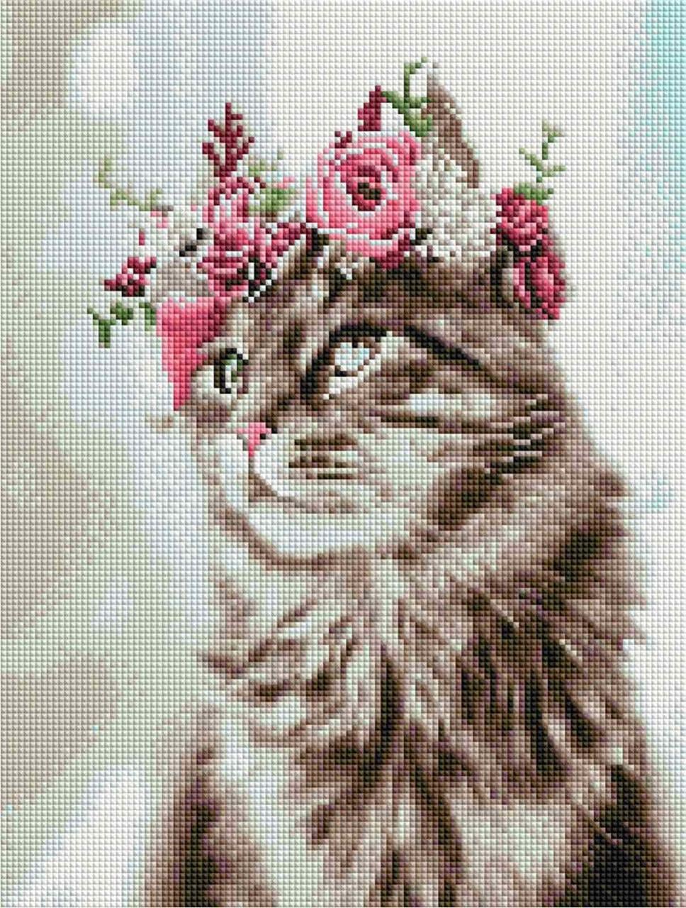 Алмазная мозаика ColorArt Кот в венке ST468 30х40 см