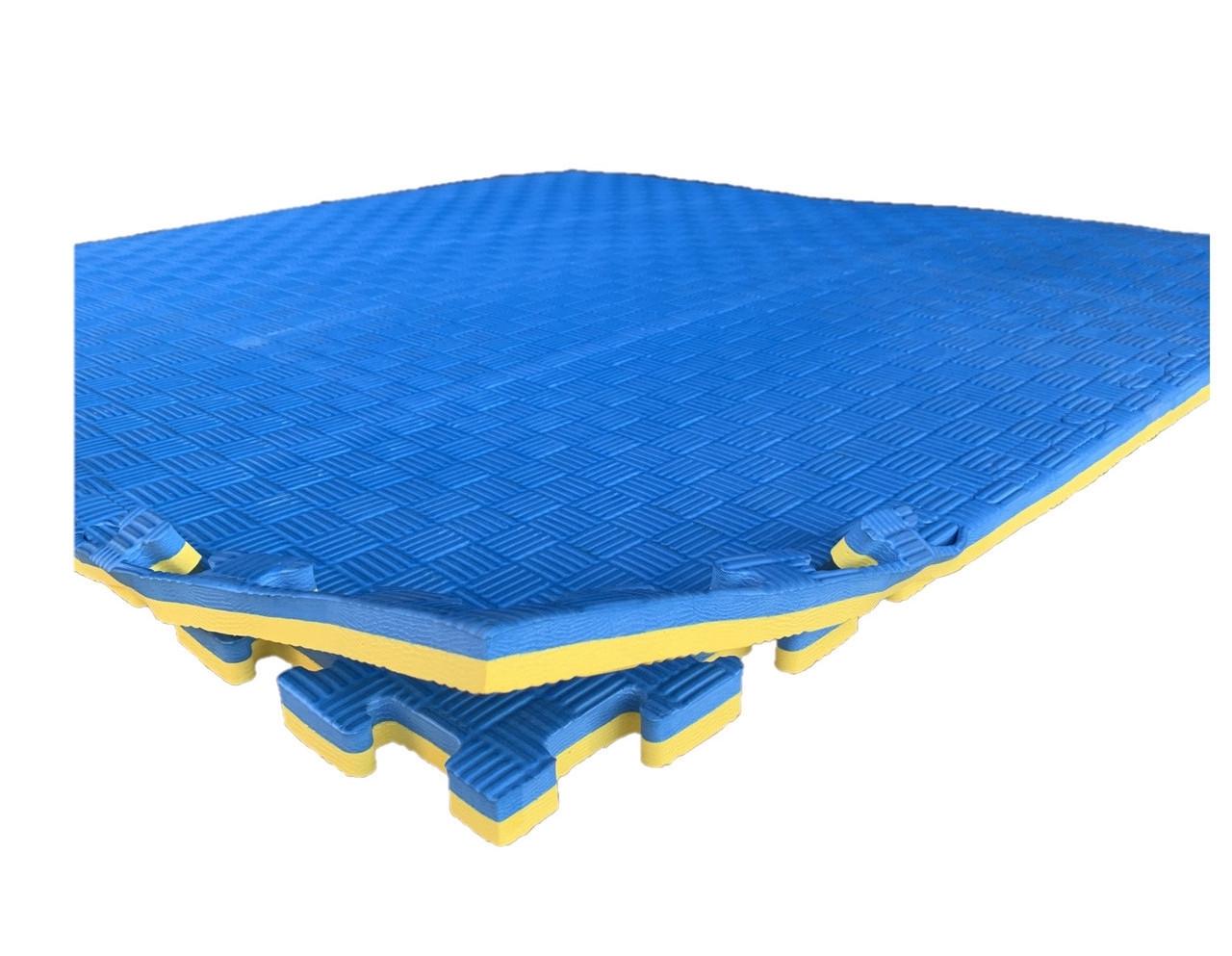 Килимок-пазл татамі ластівчин хвіст Termoizol EVA щільність 80 кг/м3 товщина 30 мм 100х100 см Жовто-блакитний