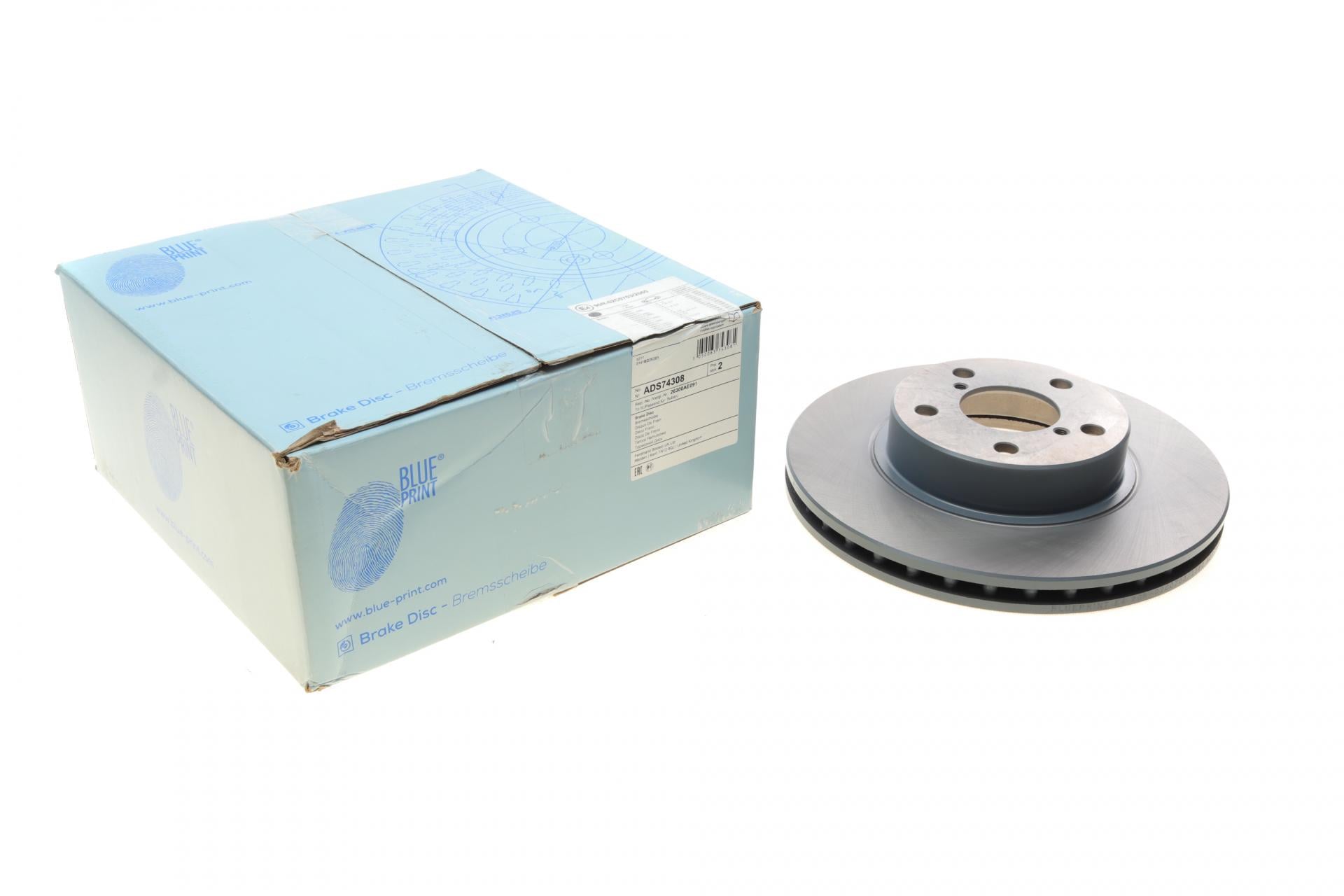 Диск тормозной передний BLUE PRINT для Subaru Impreza/Legacy 1,5-2.2 89-260x22 мм (ADS74308)