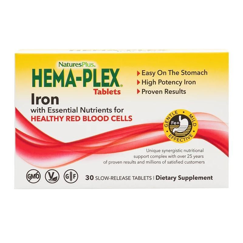 Хема плекс Nature's Plus Hema-Plex залізо з кофакторами 30 таблеток із тривалим вивільненням (1289486577)