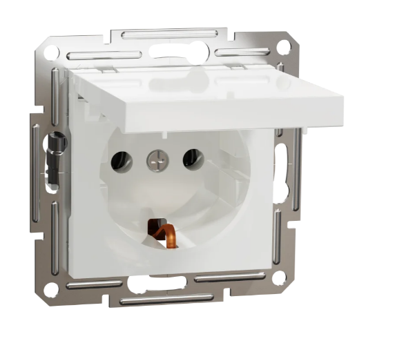 Розетка одинарная Asfora с крышкой Белый (27639057)