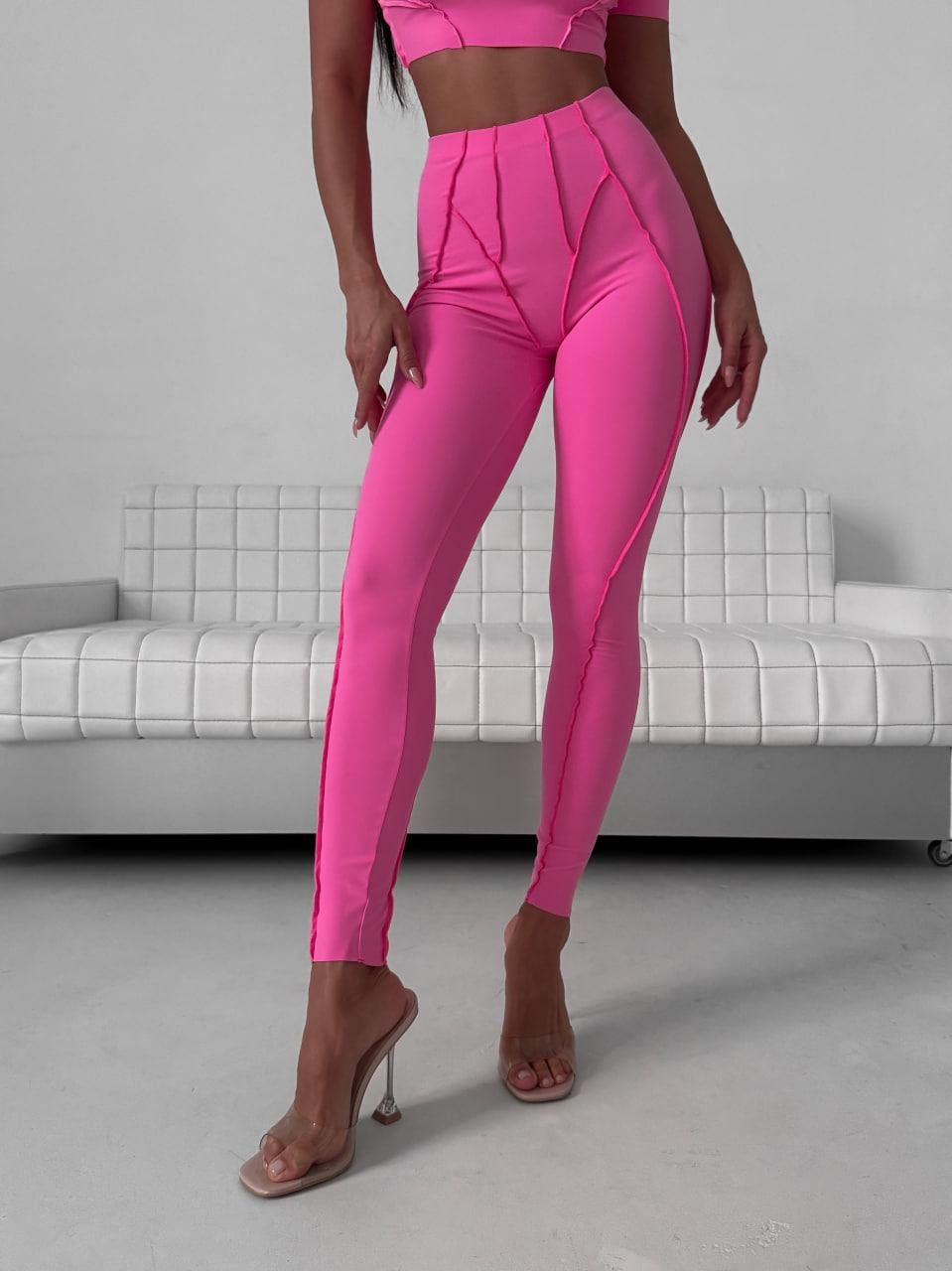 Леггинсы со швами наружу без пуш-ап эффекта M Розовый (RLX08M)