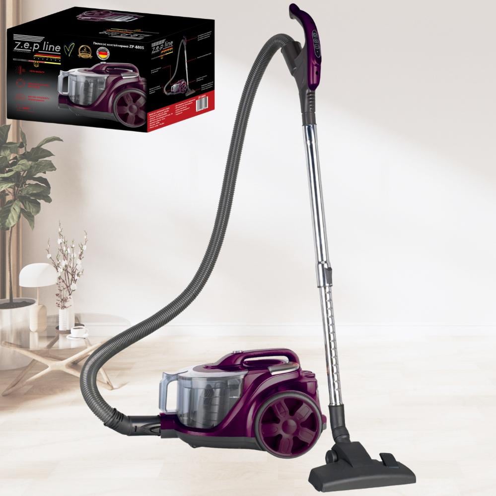 Пылесос Zepline ZP-6805 с контейнером 4 л для сбора пыли 4000 Вт Фиолетовый (120.1720.1) - фото 2 Пылесос Zepline ZP-6805 с контейнером 4 л для сбора пыли 4000 Вт Фиолетовый (120.1720.1) - фото 2