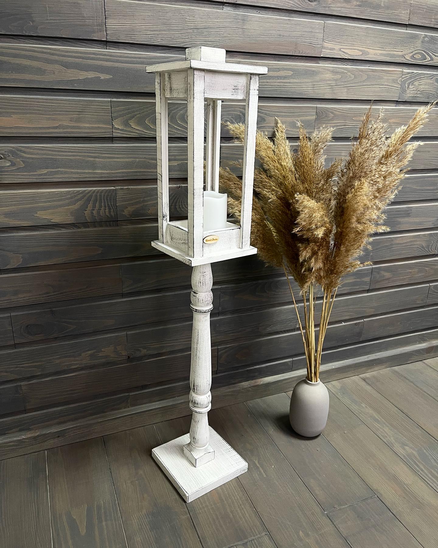 Подсвечник деревянный Wood Choice Фонарь на подставке со свечой 88 см Бело-серый (172) - фото 3 Подсвечник деревянный Wood Choice Фонарь на подставке со свечой 88 см Бело-серый (172) - фото 3