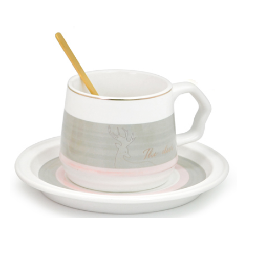 Чашка з блюдцем та ложкою Romance Stenson YG00953 220 мл (543630)
