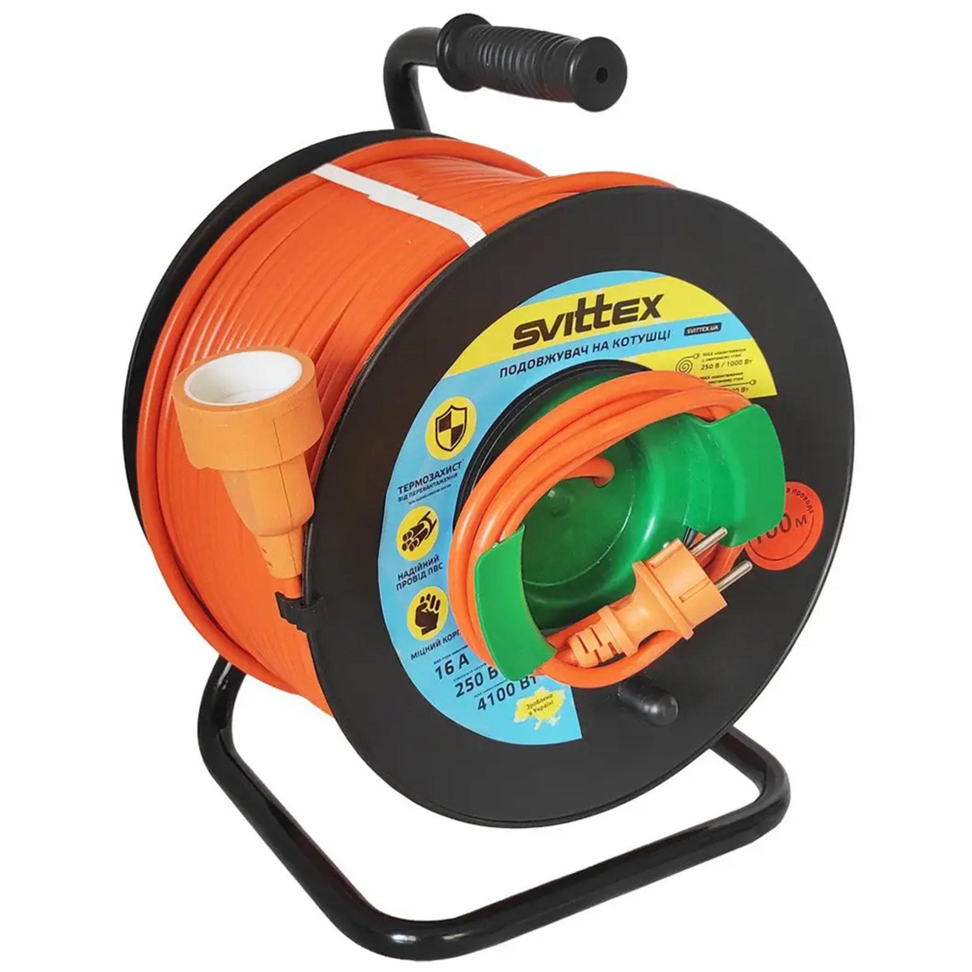 Подовжувач на катушці з виносною розеткою SVITTEX SV-263 100 м 2х2,5 мм2 (26643)