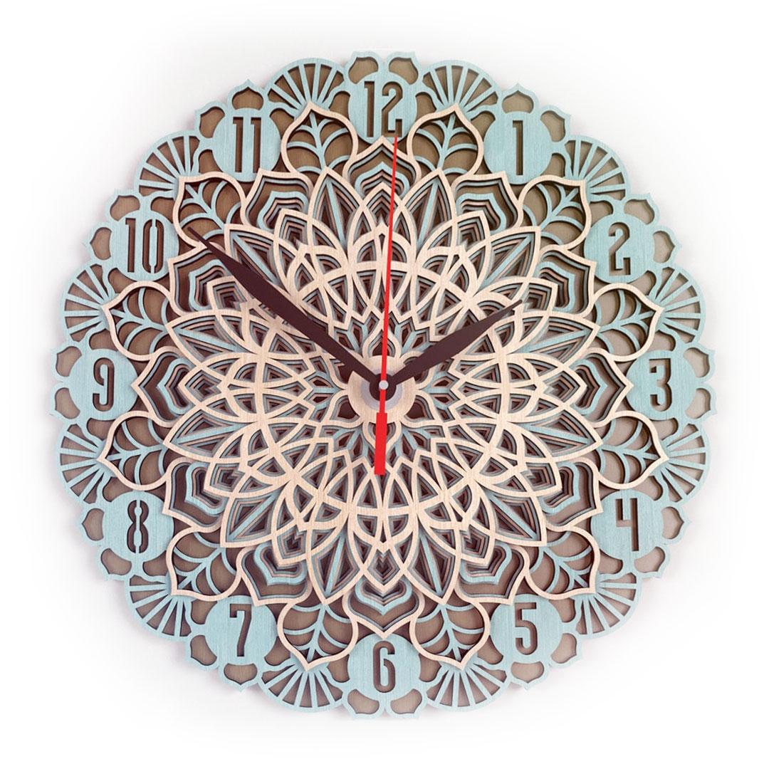 Настенные часы из дерева Мандала MCLO10007 hand made под окрашивание