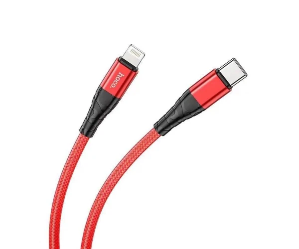 Кабель Data Hoco DU02 Max Lightning Type-C PD 20W 1 м Красный Кабель Data Hoco DU02 Max Lightning Type-C PD 20W 1 м Красный