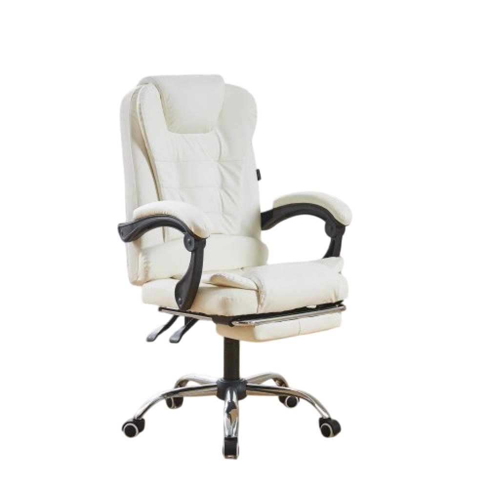 Офисное кресло на колесах Bonro BN-6071 с подставкой для ног до 150 кг Белый (106-76-42400295)