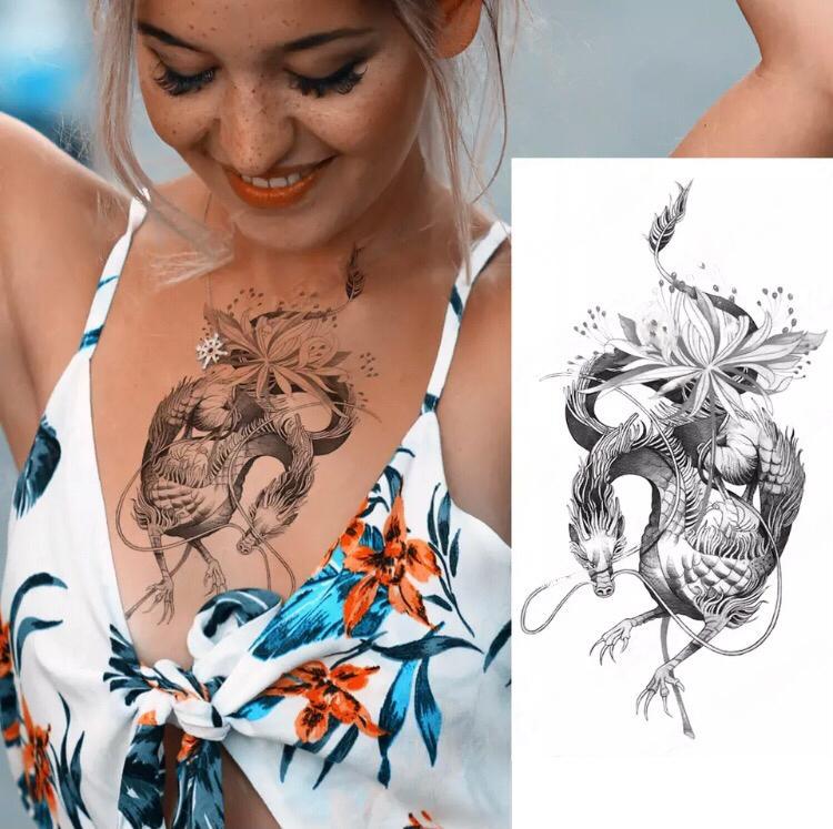 Тату тимчасове водостійке 3D велике Дракон XQB-353 19,5х10 см (4506413) - фото 2