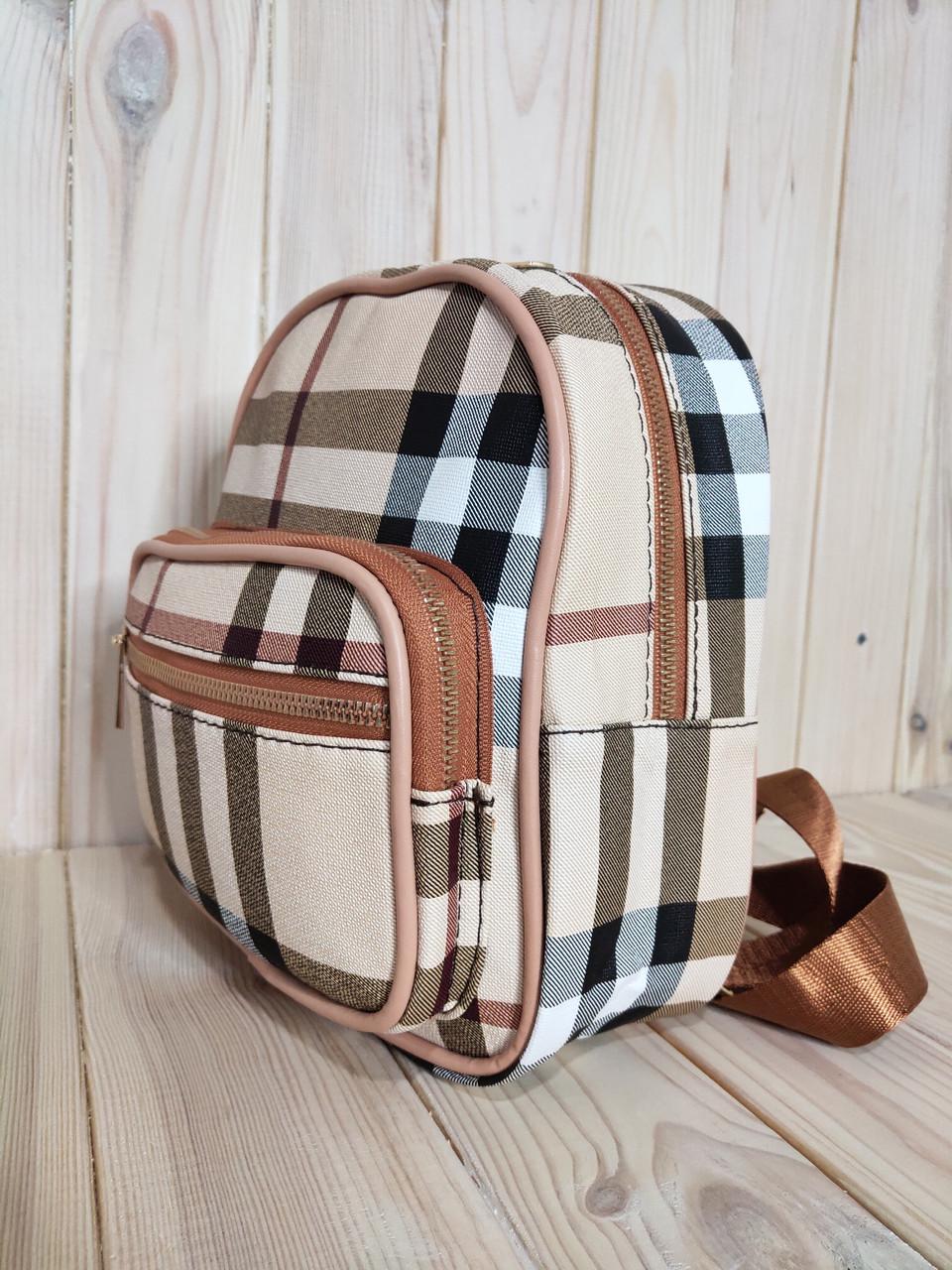 Рюкзак кожзам маленький клетка - фото 5 Рюкзак кожзам маленький клетка - фото 5