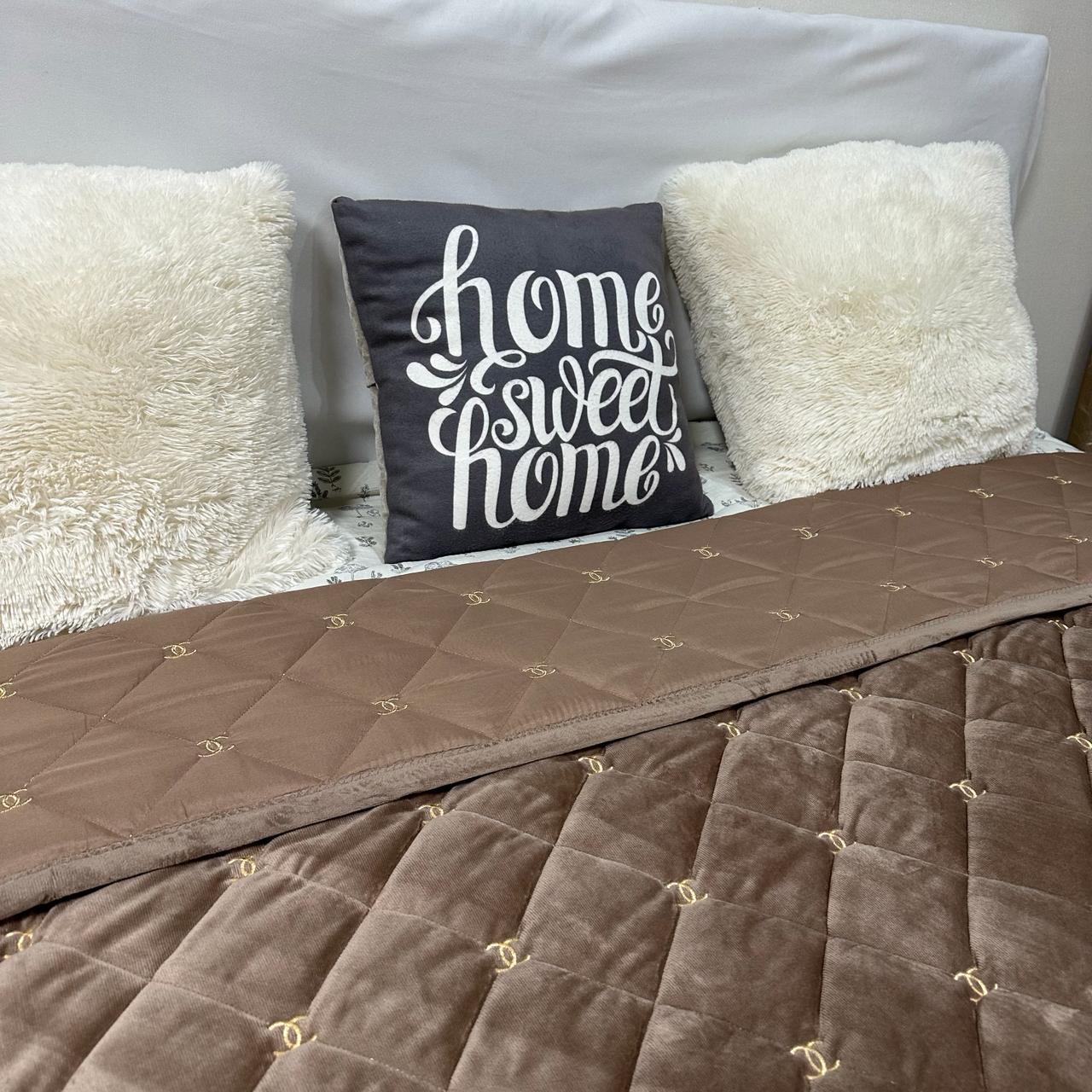 Покривало на ліжко велюрове євро 220x240 см Кавовий (28822009) - фото 8