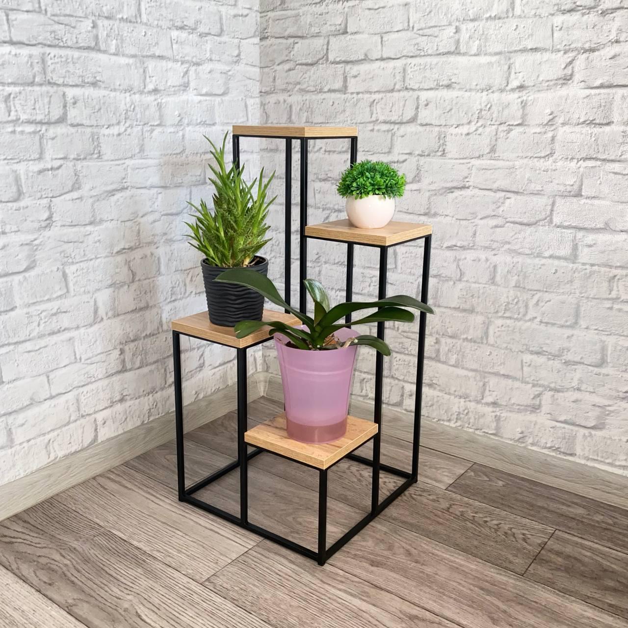 Підставка для квітів та декору Krei Флоренція Міні 680х340х340 мм Дуб тахо/Чорний (ГС5001.07) - фото 2