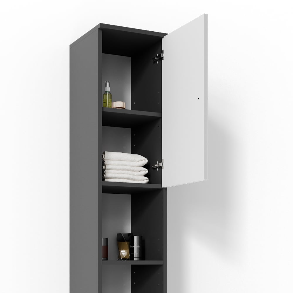 Пенал в ванную Vicco Fynn 30x190 Белый-антрацит - фото 5 Пенал в ванную Vicco Fynn 30x190 Белый-антрацит - фото 5