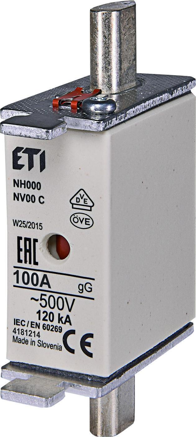Предохранитель ETI NH-000/gG 100A 500V KOMBI (4181214)