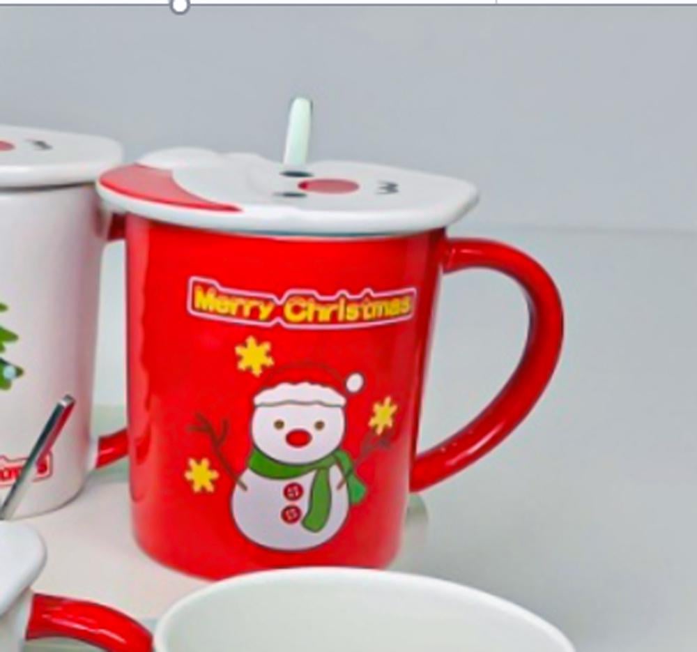 Чашка новогодняя с крышкой и ложкой Снеговик керамика 380 мл - фото 8 Чашка новогодняя с крышкой и ложкой Снеговик керамика 380 мл - фото 8