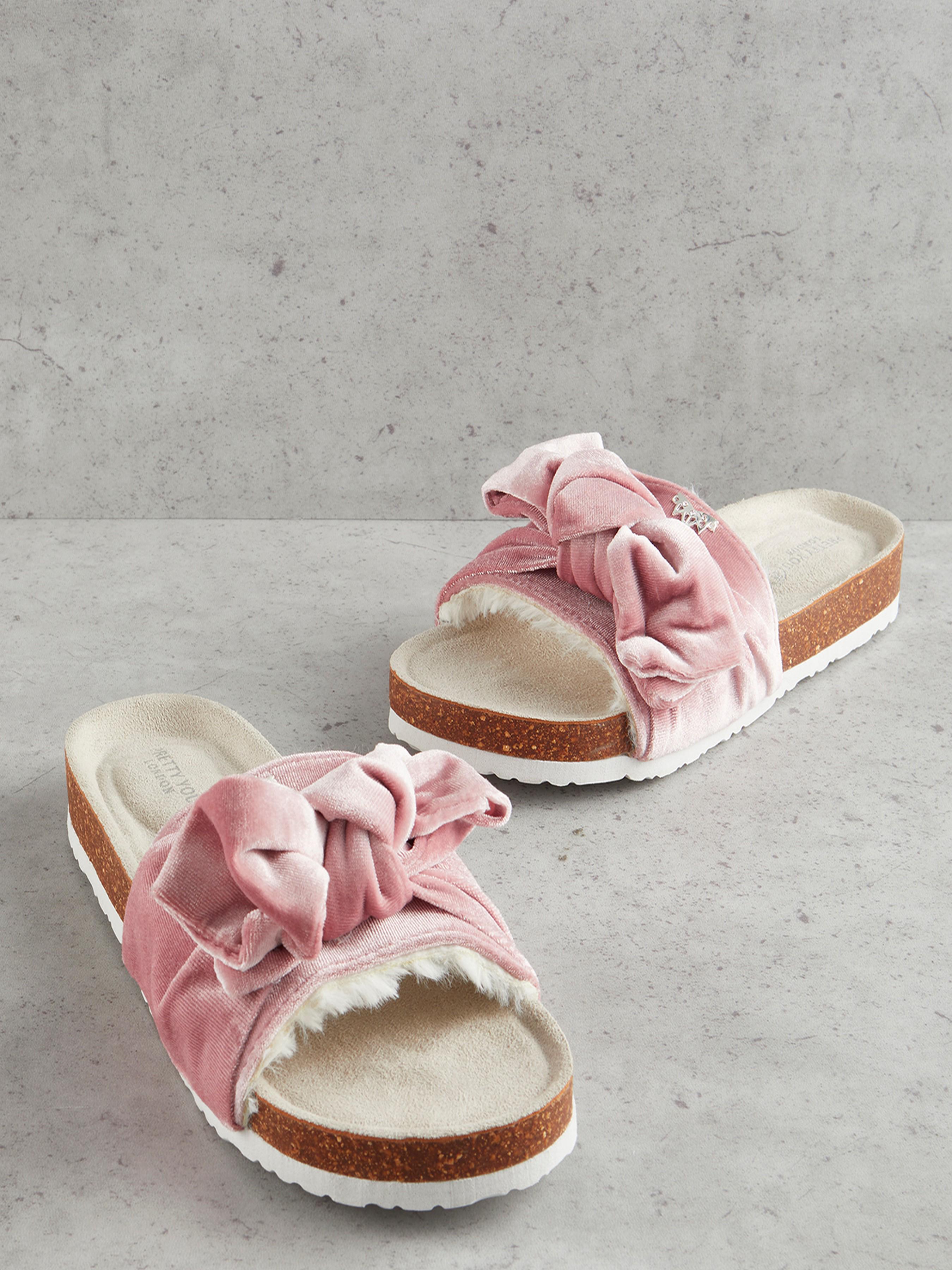 Шлепанцы Pretty you London Velvet Bow 36 Pink (5060526412126)