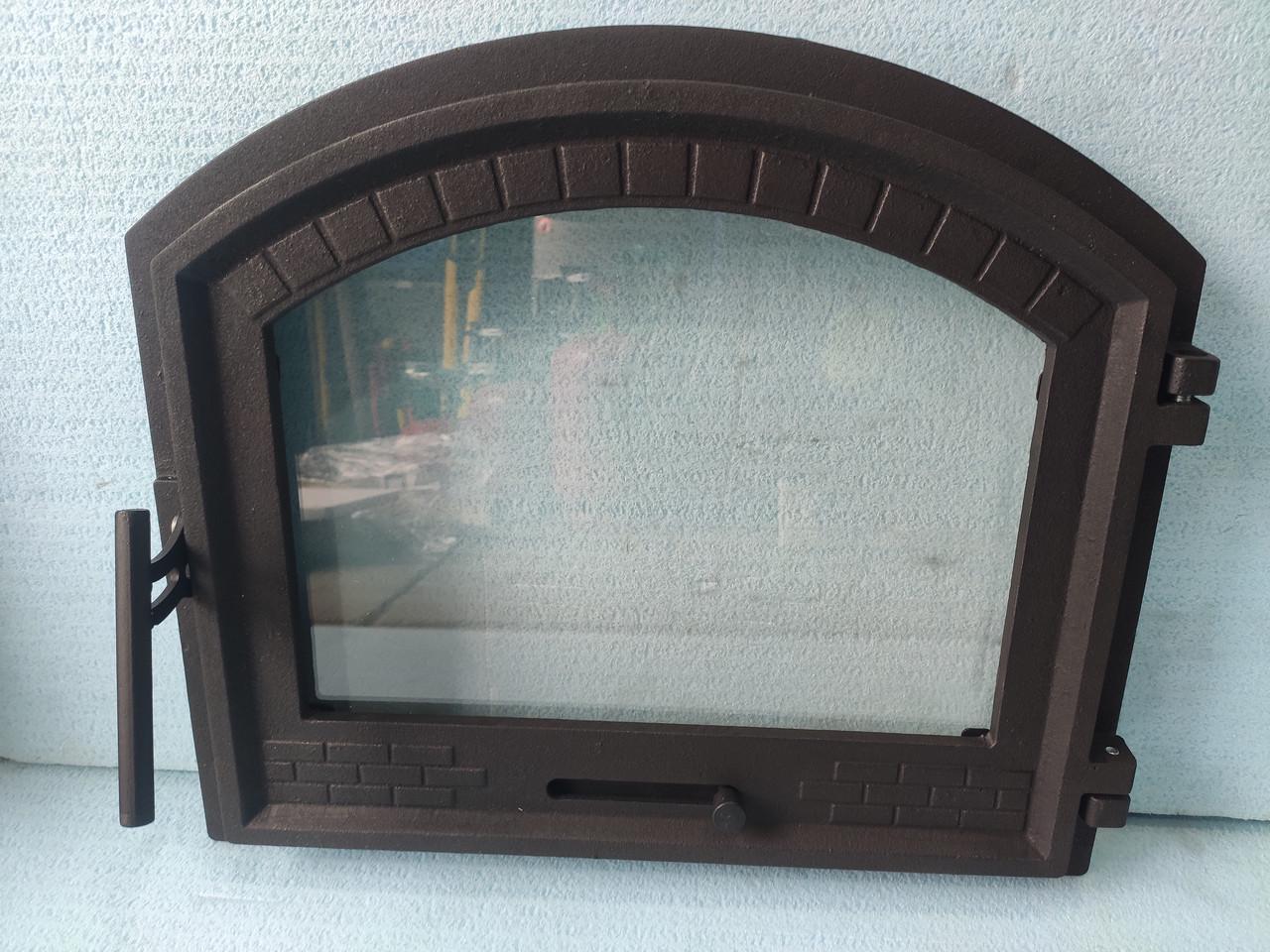 Двері для печі Замкова зі скломі регулятором піддуву 420x490 мм - фото 2 Двері для печі Замкова зі скломі регулятором піддуву 420x490 мм - фото 2