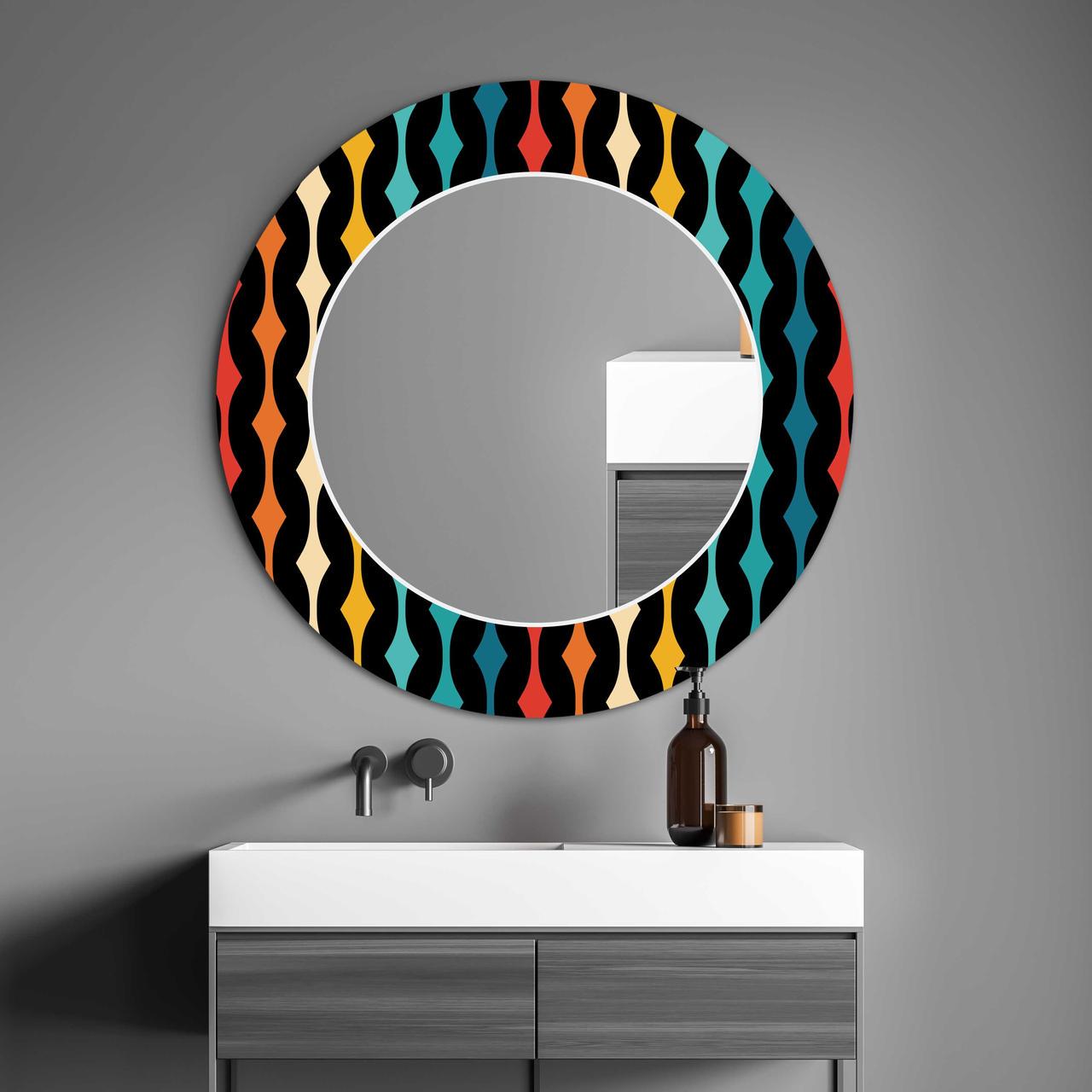 Зеркало на стену NovellaPrint с рисунком орнамента круглое 60 см (2007.2)