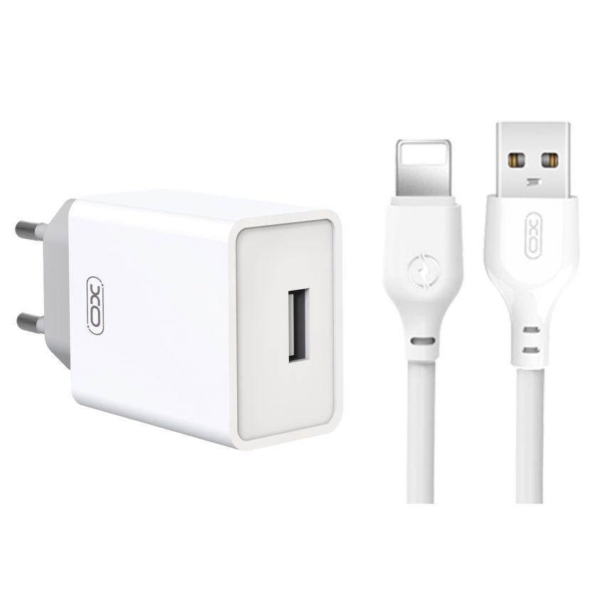 Адаптер 2в1 Xo L93 1USB/2,4A и Data Cable USB to Lightning White