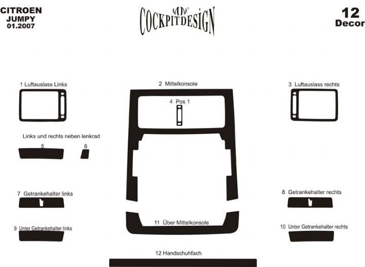 Накладки на панель Дерево Meric для Fiat Scudo 2007-2015 гг. пластик Фактура под дерево