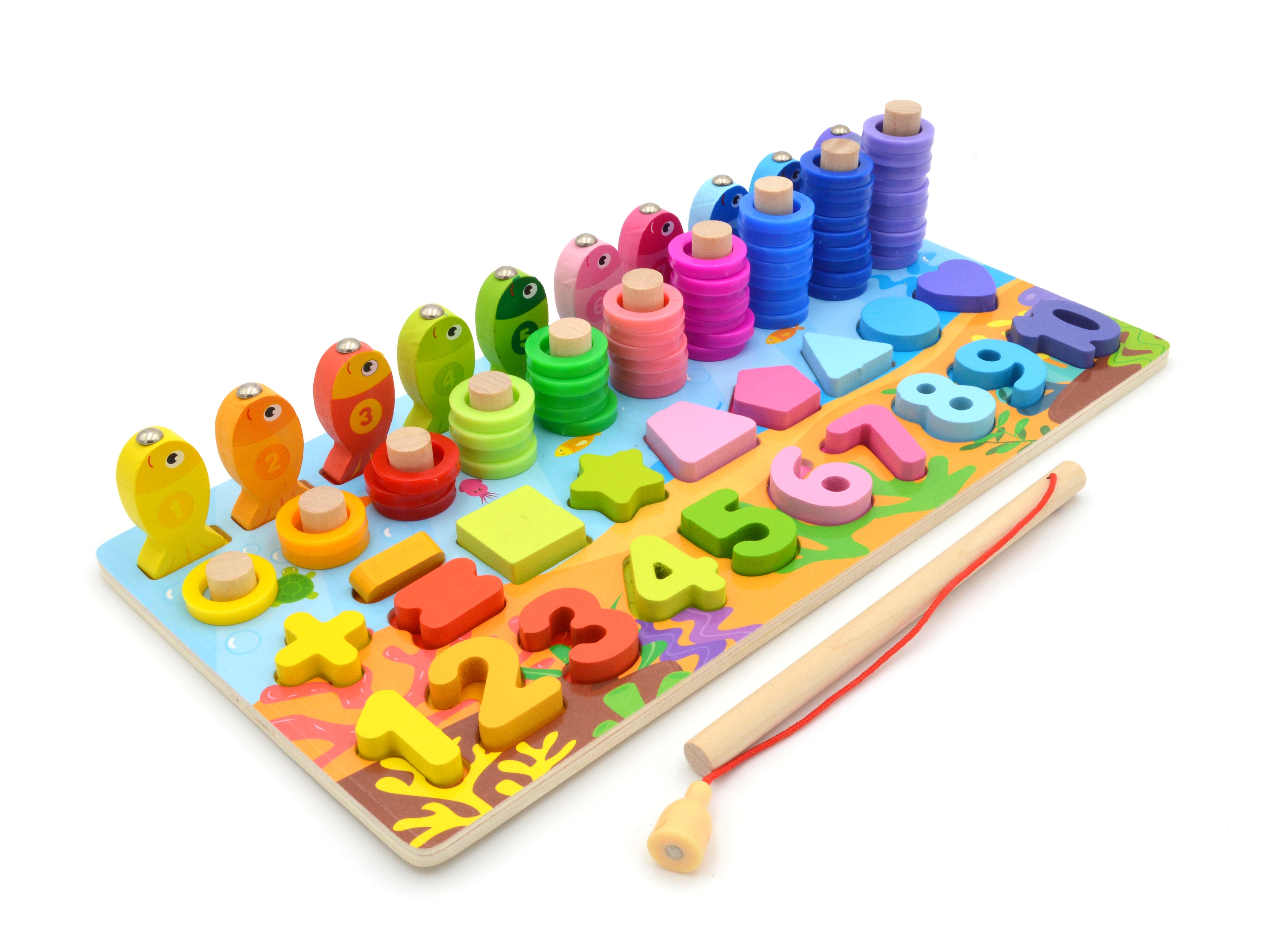 Логическая доска деревянная сортер/рыбалка/цифры/формы/цвета (32521) - фото 4 Логическая доска деревянная сортер/рыбалка/цифры/формы/цвета (32521) - фото 4