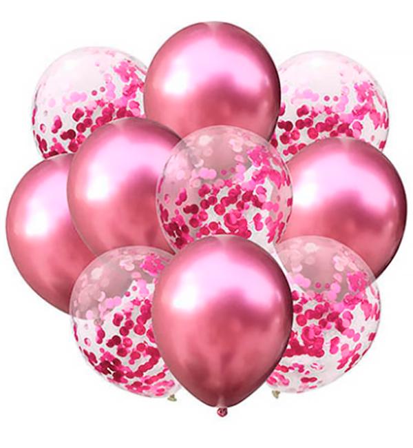 Воздушные шары набор 10 шт. Pink chrome
