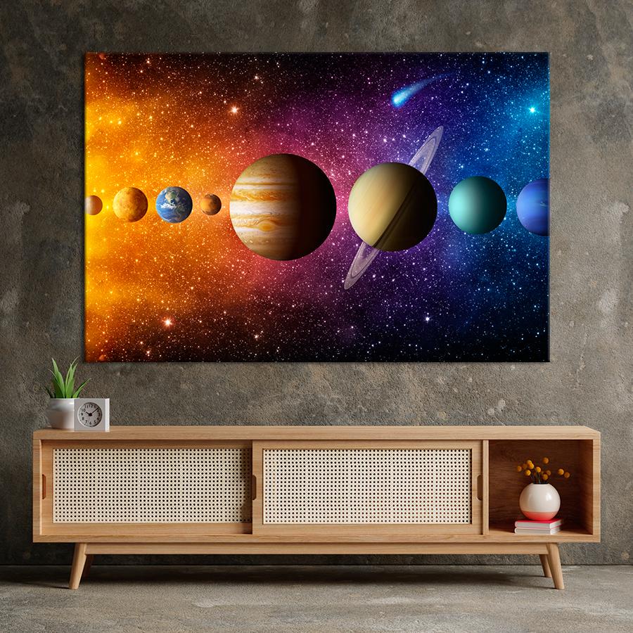 Картина на холсте Ряд планет Солнечной системы 80x54 см (V217-1_L) Картина на холсте Ряд планет Солнечной системы 80x54 см (V217-1_L)